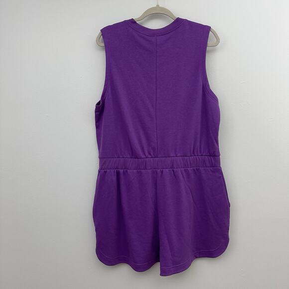 NEW Nike Womens XL Athleisure Vintage Sportswear Varsity Romper Purple Pockets - Picture 4 of 5